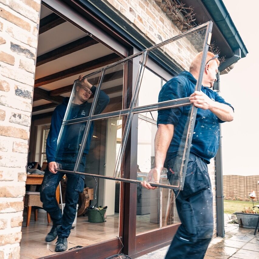 Herstel van gebroken glas in bestaand raamkader jpeg